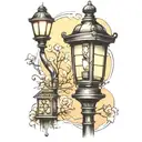 old fashioned light post tattoo design idea