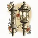 old fashioned light post tattoo design idea