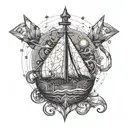 potion bottle ship sailing tattoo design idea