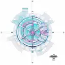 Blueprint of a skyscraper with gears incorporated into the design tattoo design idea