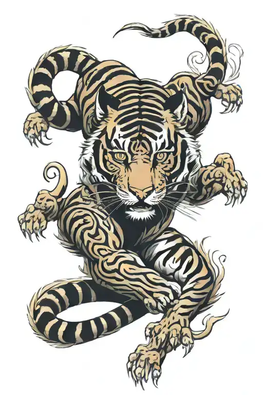 full body tiger tattoo design idea