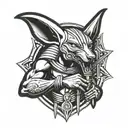 anubis holding Ratchets wrench   tattoo design idea