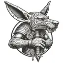 anubis holding Ratchets wrench   tattoo design idea
