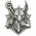 anubis holding Ratchets wrench   tattoo design idea