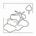 A flying man with a cloud head tattoo design idea