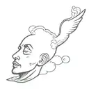 A flying man with a cloud head tattoo design idea