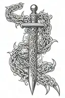 dagger with chain surrounding a heart kurapika chain of judgement tattoo design idea