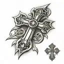 shining chrome hearts cross tattoo design idea