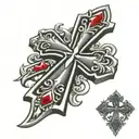 shining chrome hearts cross tattoo design idea