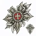 shining chrome hearts cross tattoo design idea