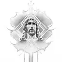 Jesus the redeemer statue center piece sleeve tattoo design idea