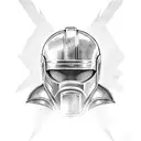 Spartan helmet with crossed swords tattoo design idea