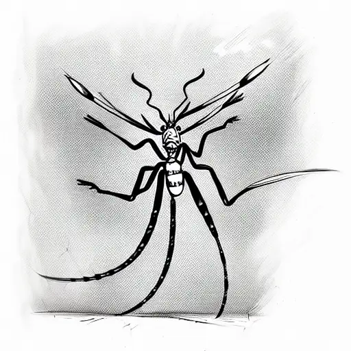 scary ant with tears and long limbs tattoo design idea