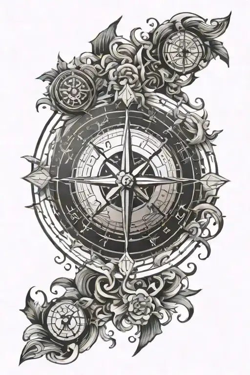 compass runic space Viking geometry tattoo design idea