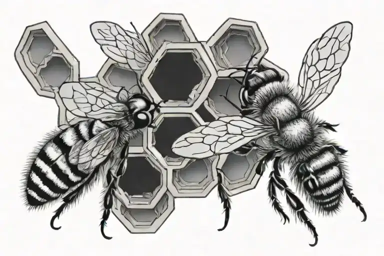 small dainty bees honeycomb the  tattoo design idea