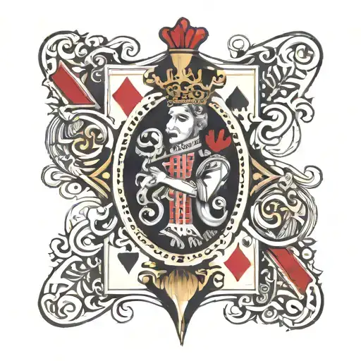 king of hearts playing card tattoo design idea