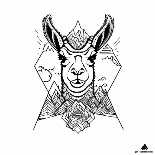 mountain top llama forefront unbreakable net tattoo design idea