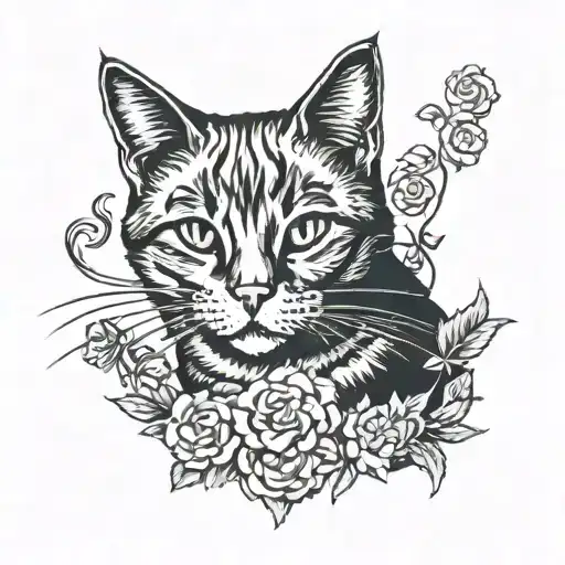 ginger cat sitting tattoo design idea