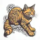 ginger cat sitting tattoo design idea