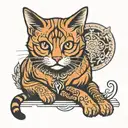 ginger cat sitting tattoo design idea