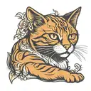 ginger cat sitting tattoo design idea