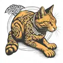 ginger cat sitting tattoo design idea
