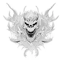 A skeletal dragon emerging from flames tattoo design idea