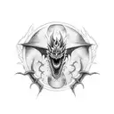 A skeletal dragon emerging from flames tattoo design idea