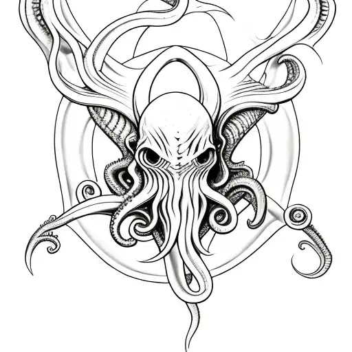 cthulhu black and grey tattoo design idea