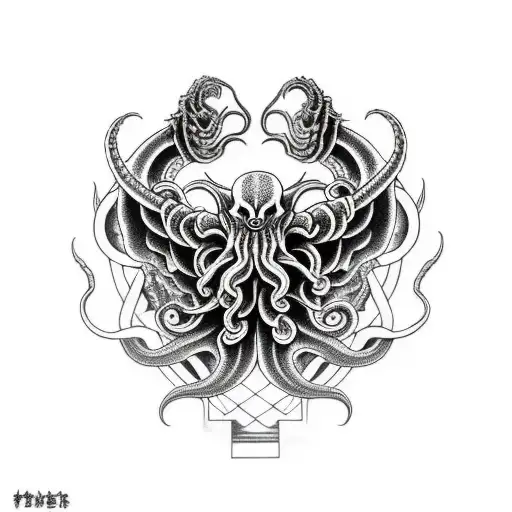 cthulhu hand  tattoo design idea