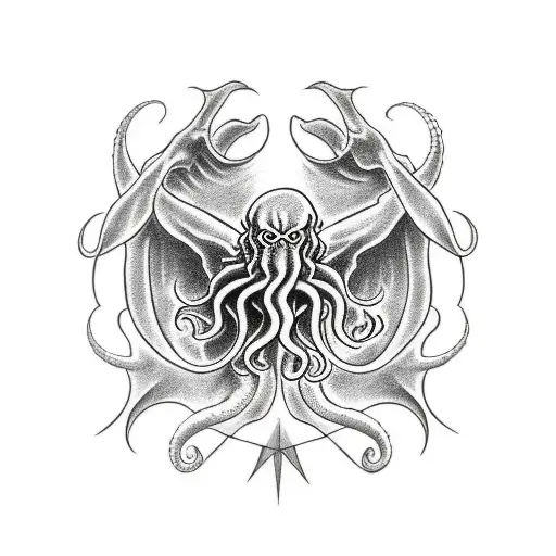 cthulhu hand  tattoo design idea