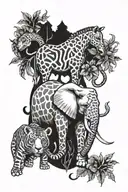 giraffe elephant tiger tattoo design idea