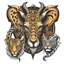 giraffe elephant tiger tattoo design idea
