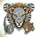 giraffe elephant tiger tattoo design idea