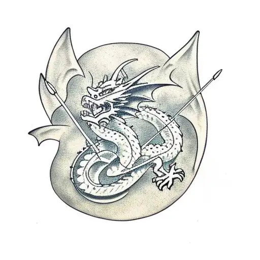 dragon hoarding books like treasure tattoo design idea