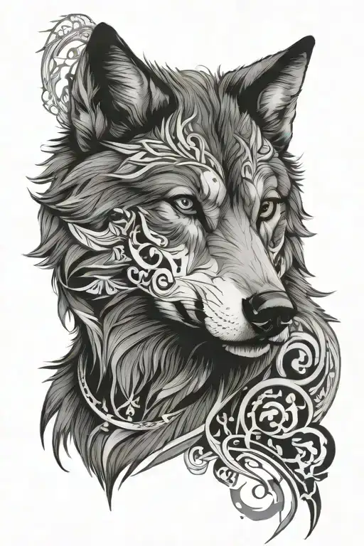 Wolf in Mauri style tattoo tattoo design idea