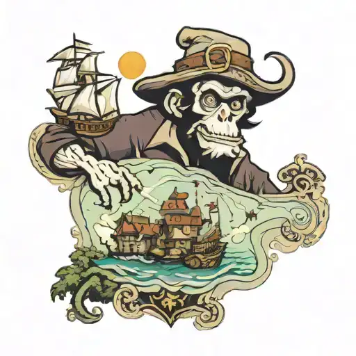 Monkey island map tattoo design idea