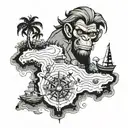 Monkey island map tattoo design idea