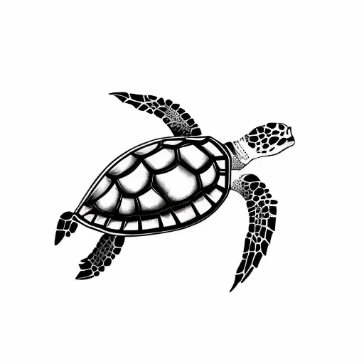 a sea turtle and a broken watch  tattoo design idea