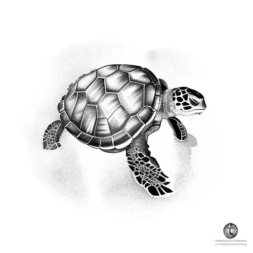 a turtle with a broken clock behind it tattoo design idea