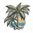 Miami Beach palm tree tattoo design idea