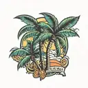 Miami Beach palm tree tattoo design idea