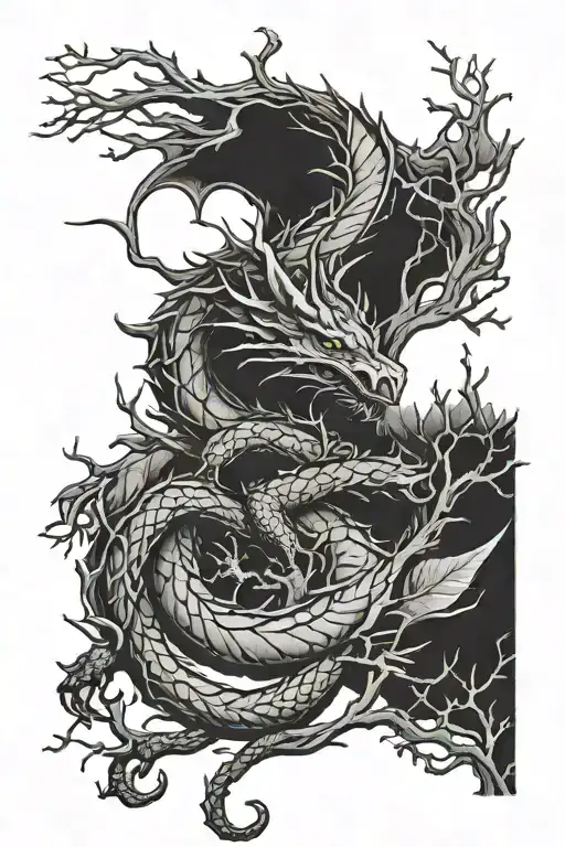 tree dragon tattoo design idea