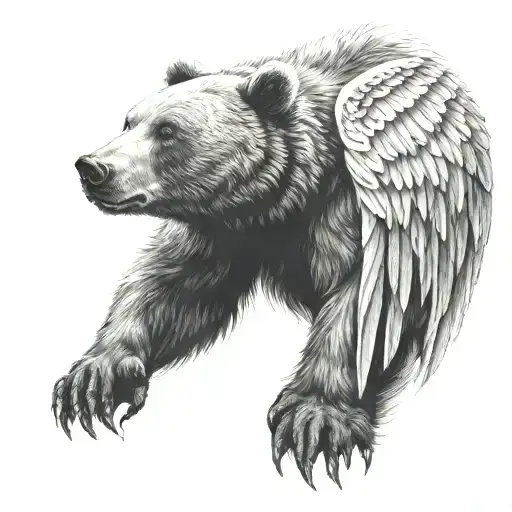 bear with angel wings on its back  tattoo design idea