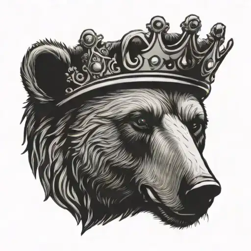bear head with a crown tattoo design idea