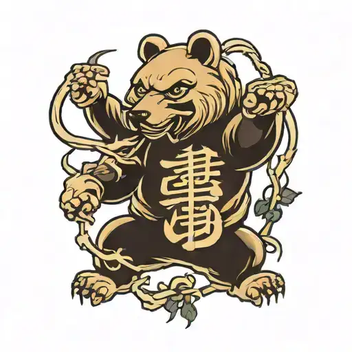 kanji with bear head tattoo design idea
