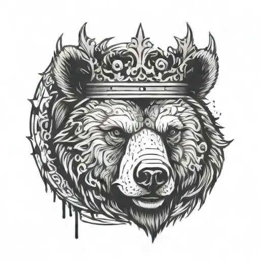 bear head with a crown tattoo design idea