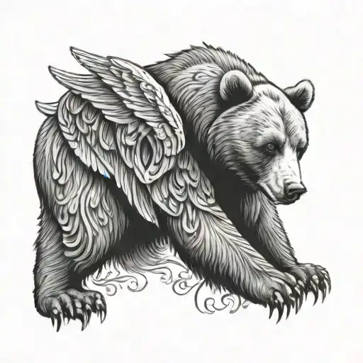 bear angel tattoo design idea