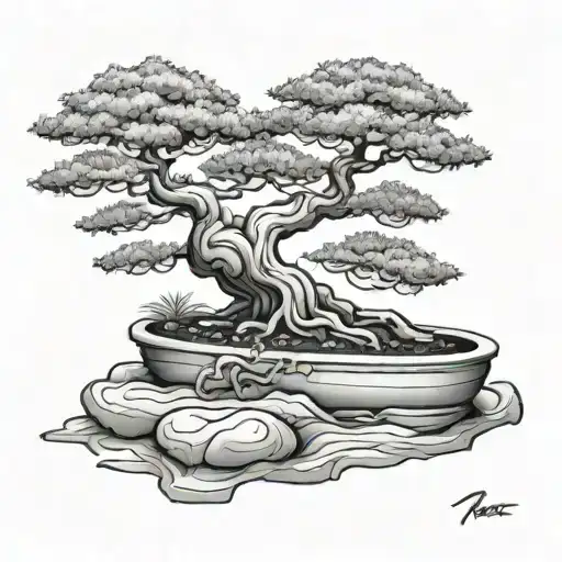 bonsai tree tattoo design idea
