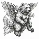 bear with angel wings tattoo design idea
